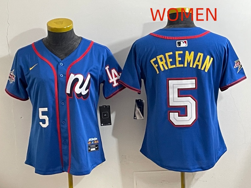 Women  2025 Los Angeles Dodgers #5 Freeman Blue Nike 2025 MLB All Star Jersey style 026